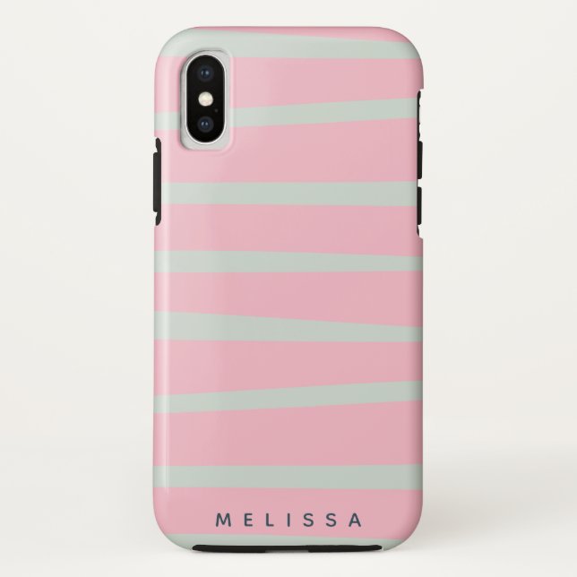 pastel modern wave stripes monogram Case-Mate iPhone case (Back)