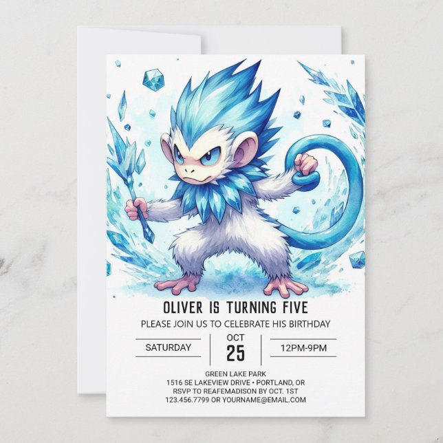 Pastel Monkey Birthday Invitation (Front)