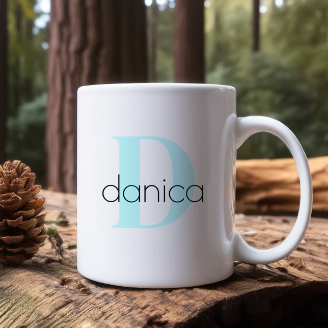 Pastel Monogram and Name Personalised Coffee Mug (Creator Uploaded)