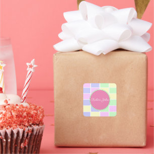 Pastel Monogram Square Favour Tag Design