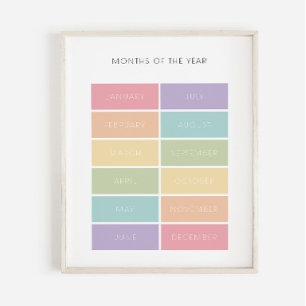 Pastel Month of the year poster