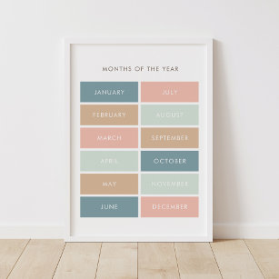 Pastel Months of the Year Classroom Poster