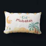 Pastel Moon & Palm Eid Mubarak Throw Pillow- eid Lumbar Cushion<br><div class="desc">Elevate your festive decor with a touch of modern minimalism. Featuring a charming sheep on a crescent moon surrounded by desert palms,  this cushion uses a soft pastel palette to bring a calm and joyful vibe to your home this Eid aladha</div>