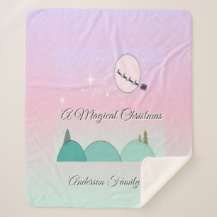 Pastel Moonlit Christmas Family Sherpa Glow Blanket