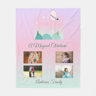 Pastel Moonlit Christmas Family Wonder Fleece Blanket