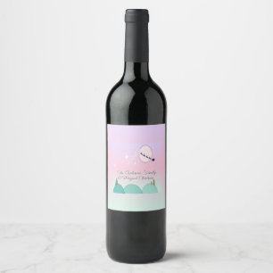Pastel Moonlit Christmas Toast Wine Label