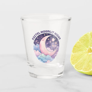 Pastel Moonlit Night – Dreamy Crescent Moon Shot Glass