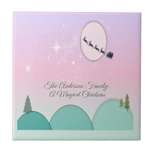 Pastel Moonlit Winter Reverie Tile