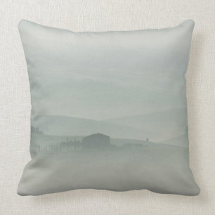 Pastel morning in foggy Tuscany Cushion