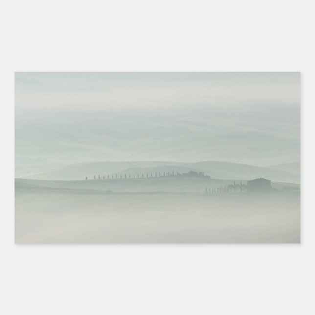 Pastel morning in foggy Tuscany Rectangular Sticker (Front)