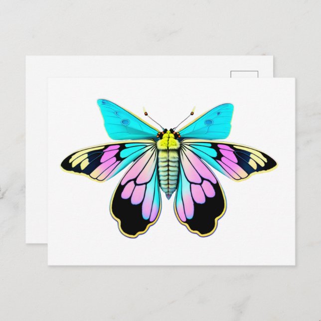 Pastel Moth, watercolor style, Postcrossing Postcard (Front/Back)