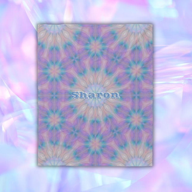 Pastel Mother of Pearl Pattern Name Monogram | Fleece Blanket (Creator Uploaded)