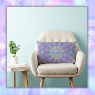 Pastel Mother of Pearl Pattern Name Monogram   Lumbar Cushion