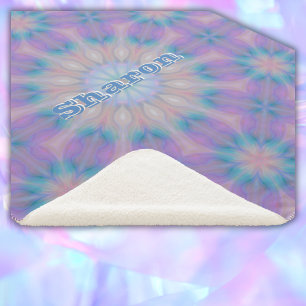 Pastel Mother of Pearl Pattern Name Monogram   Sherpa Blanket