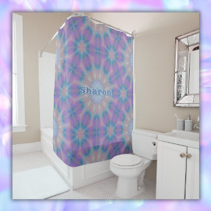 Pastel Mother of Pearl Pattern Name Monogram   Shower Curtain