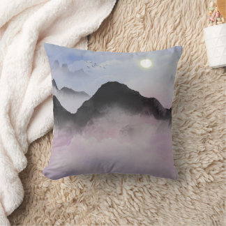 Pastel Mountain Silhouettes | Minimalist Nature Cushion