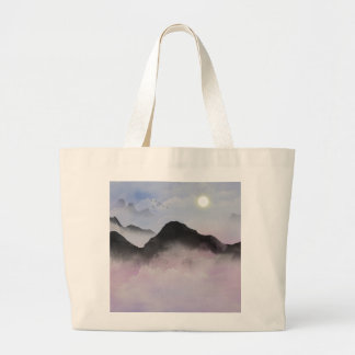 Pastel Mountain Silhouettes | Minimalist Nature Large Tote Bag