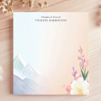 Pastel Mountains Floral Scenery Personalised Name