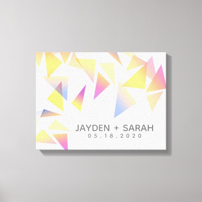 Pastel Multi-Coloured Confetti White Wedding Canvas Print (Front)