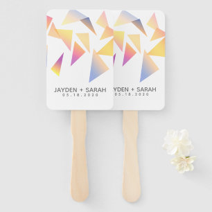 Pastel Multi-Coloured Confetti White Wedding Hand Fan