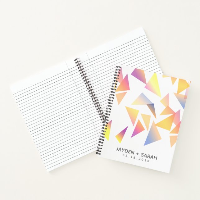 Pastel Multi-Coloured Confetti White Wedding Notebook (Inside)