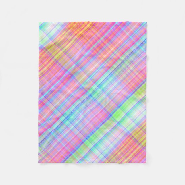 Pastel Multicolor Plaid Fabric  Fleece Blanket (Front)