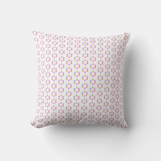 Pastel Multicolored Geometric Pattern on White Cushion (Front)