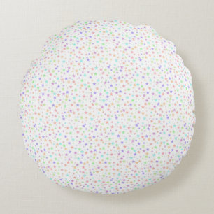 Pastel Multicolored Stars Round Cushion