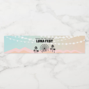 Pastel Music Festival Birthday Water Bottle Label