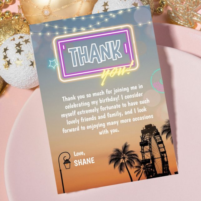 Pastel Music Festival Concert Boho Birthday Thank You Card (Pastel Music Festival Concert Boho Birthday Thank You Card)