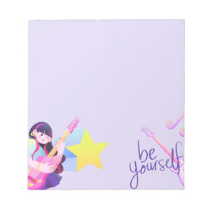 Pastel Music-Themed with Star & Cute Girl  Notepad