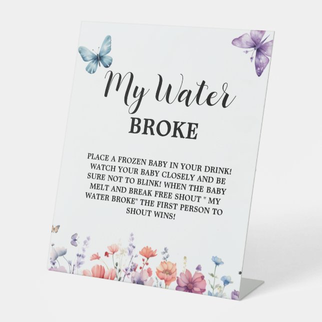 Pastel my water broke Baby Baby Shower Game sign (Front)