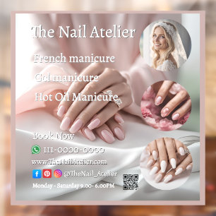 Pastel Nail Salon Elegant Hands Pink Manicure Text