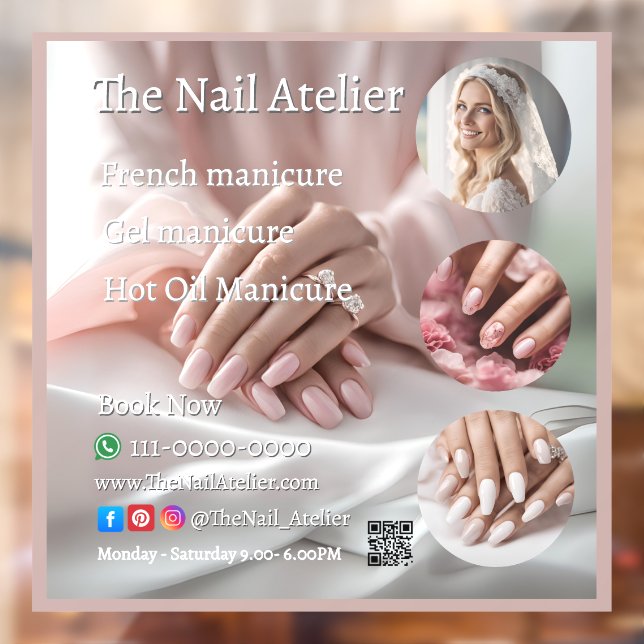 Pastel Nail Salon Elegant Hands Pink Manicure Text (Sheet 2)