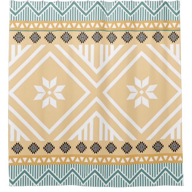 Pastel Native Fabric Seamless Pattern,  Thai Nativ Shower Curtain (Front)