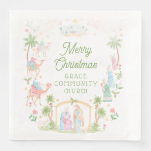 Pastel Nativity Frame Napkin