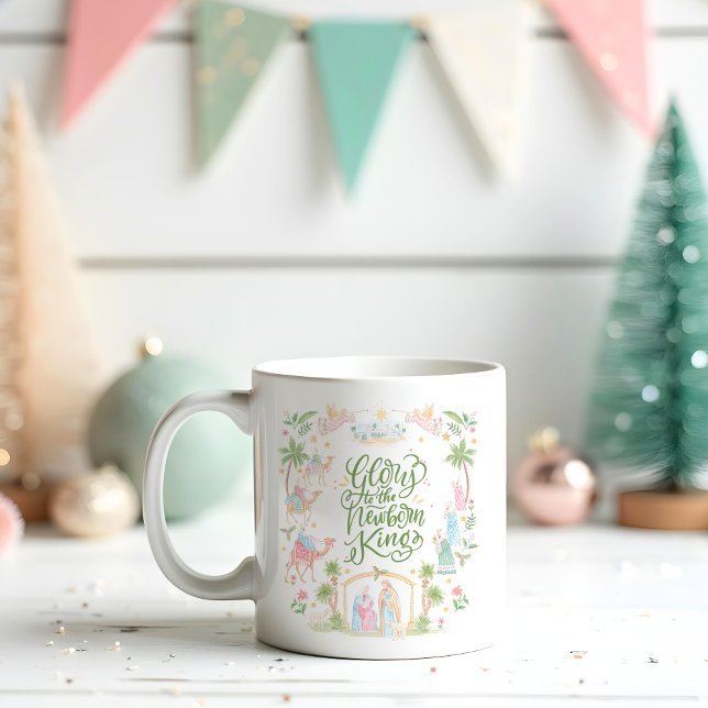 Pastel Nativity | Glory to the Newborn King Coffee Mug (Creator Uploaded)