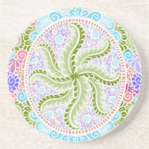 Pastel Nature Mandala Art Coaster