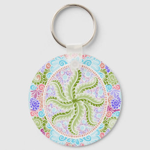 Pastel Nature Mandala Art Key Ring