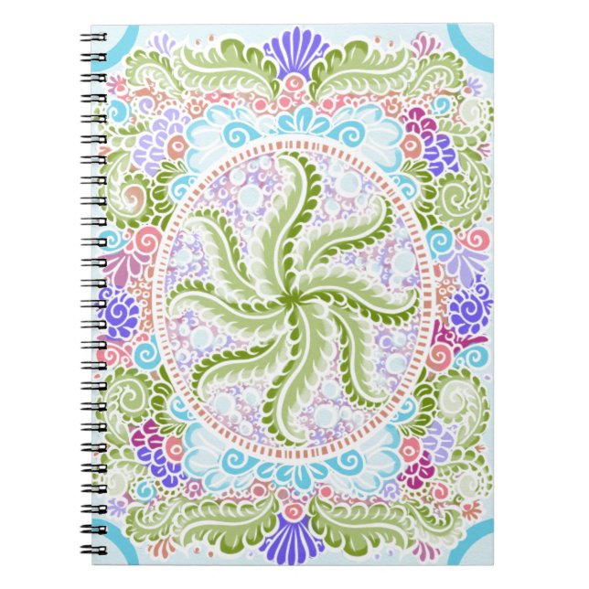 Pastel Nature Mandala Art Spiral Notebook (Front)