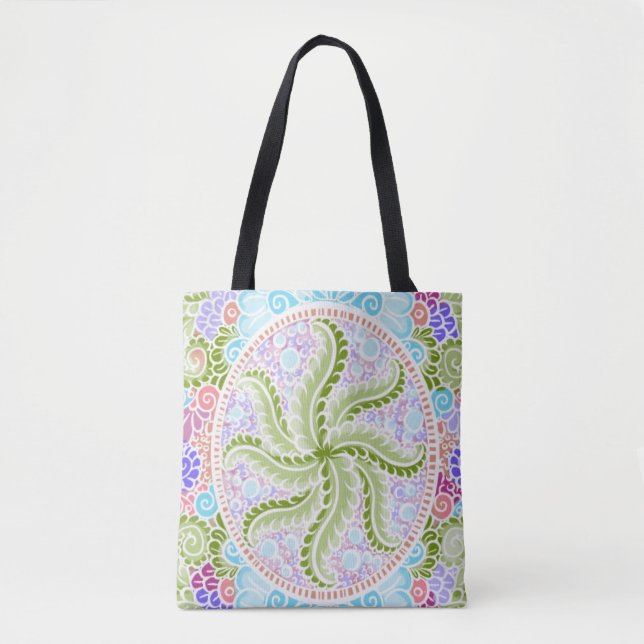 Pastel Nature Mandala Art Tote Bag (Front)