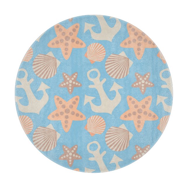 Pastel Nautical Pattern Cutting Board (Front)