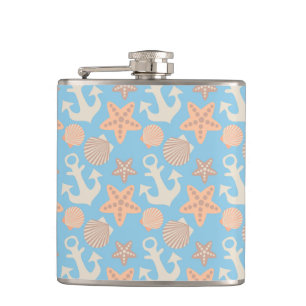 Pastel Nautical Pattern Hip Flask