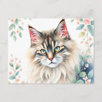 Pastel Norwegian Forest Cat Portrait Surrounded