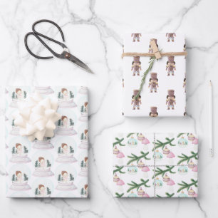 Pastel Nutcracker Ballerina Christmas Wrapping Paper Sheet