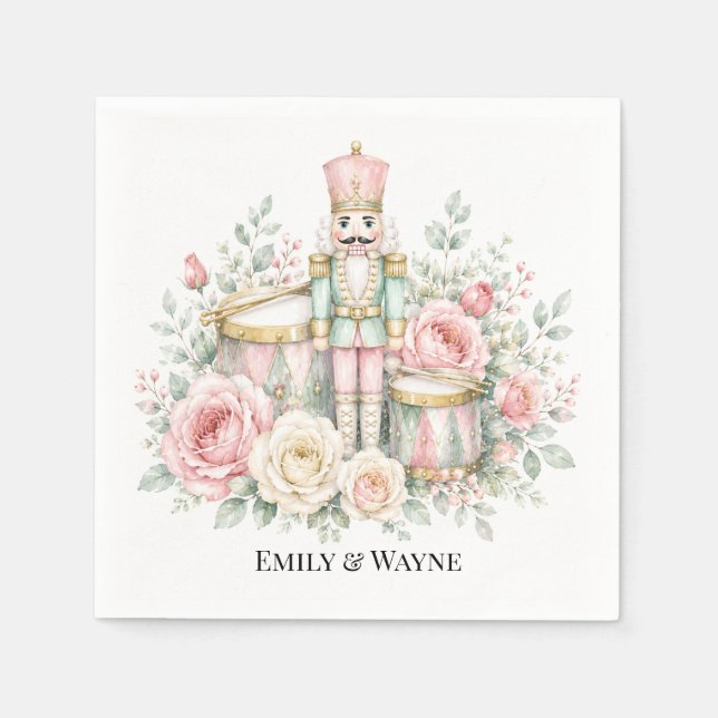 Pastel Nutcracker Christmas Wedding Napkin (Front)