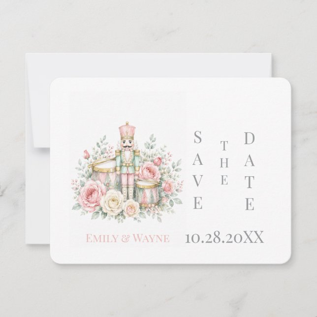 Pastel Nutcracker Christmas Wedding Save The Date  (Front)