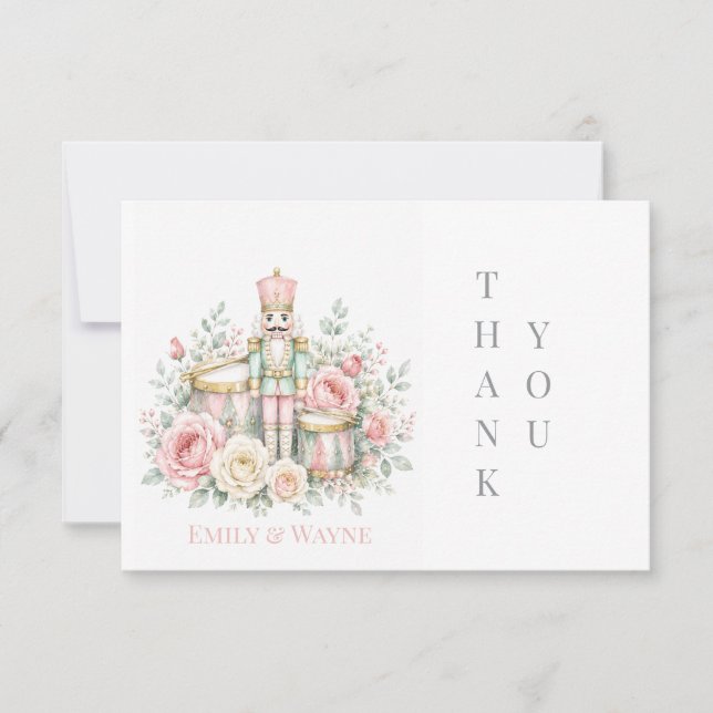 Pastel Nutcracker Christmas Wedding Thank You Card (Front)