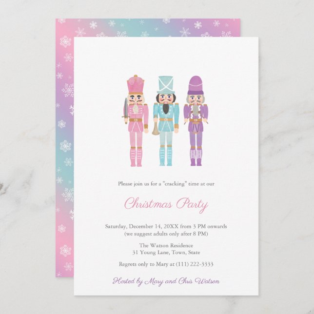 Pastel Nutcracker Family Holidays Party Invitation (Front/Back)