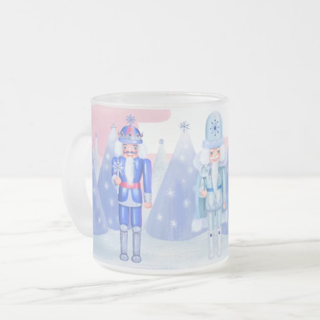 Pastel Nutcracker Kings  Frosted Glass Coffee Mug (Front Left)